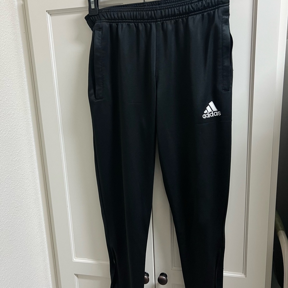 Adidas Black Tapered Sweatpants with Elastic Cuffs